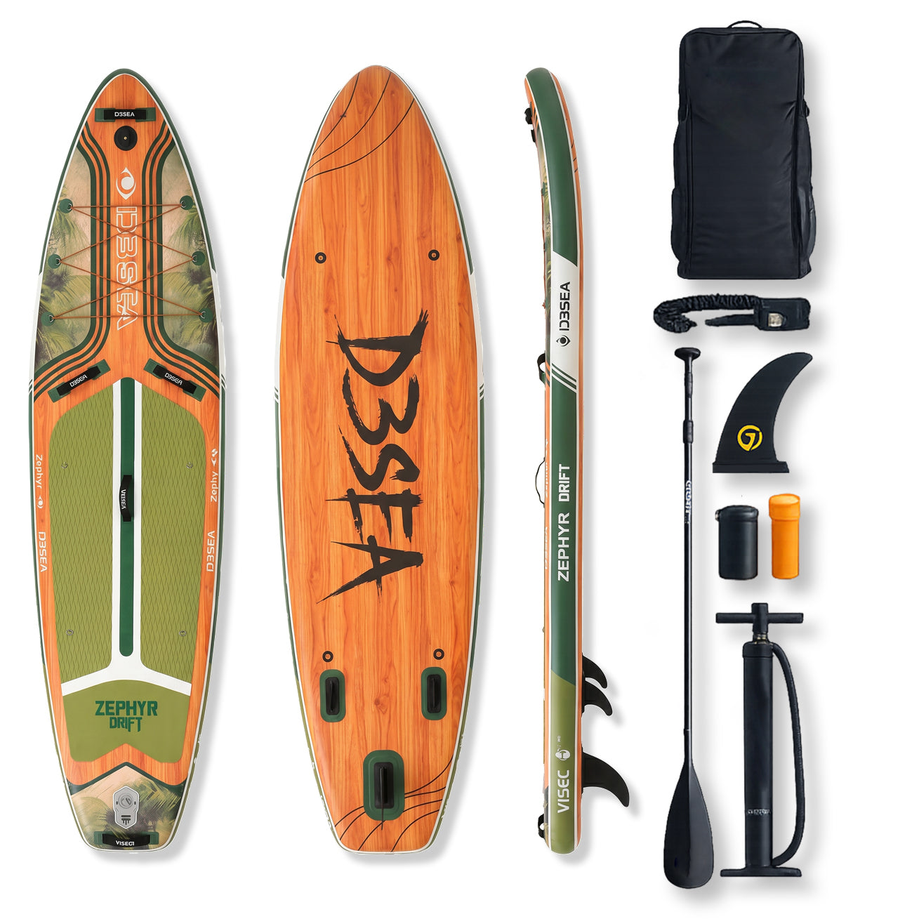 Inflatable Stand Up Paddle Board with Paddle, Pump, Fin, Leash and Carry Bag