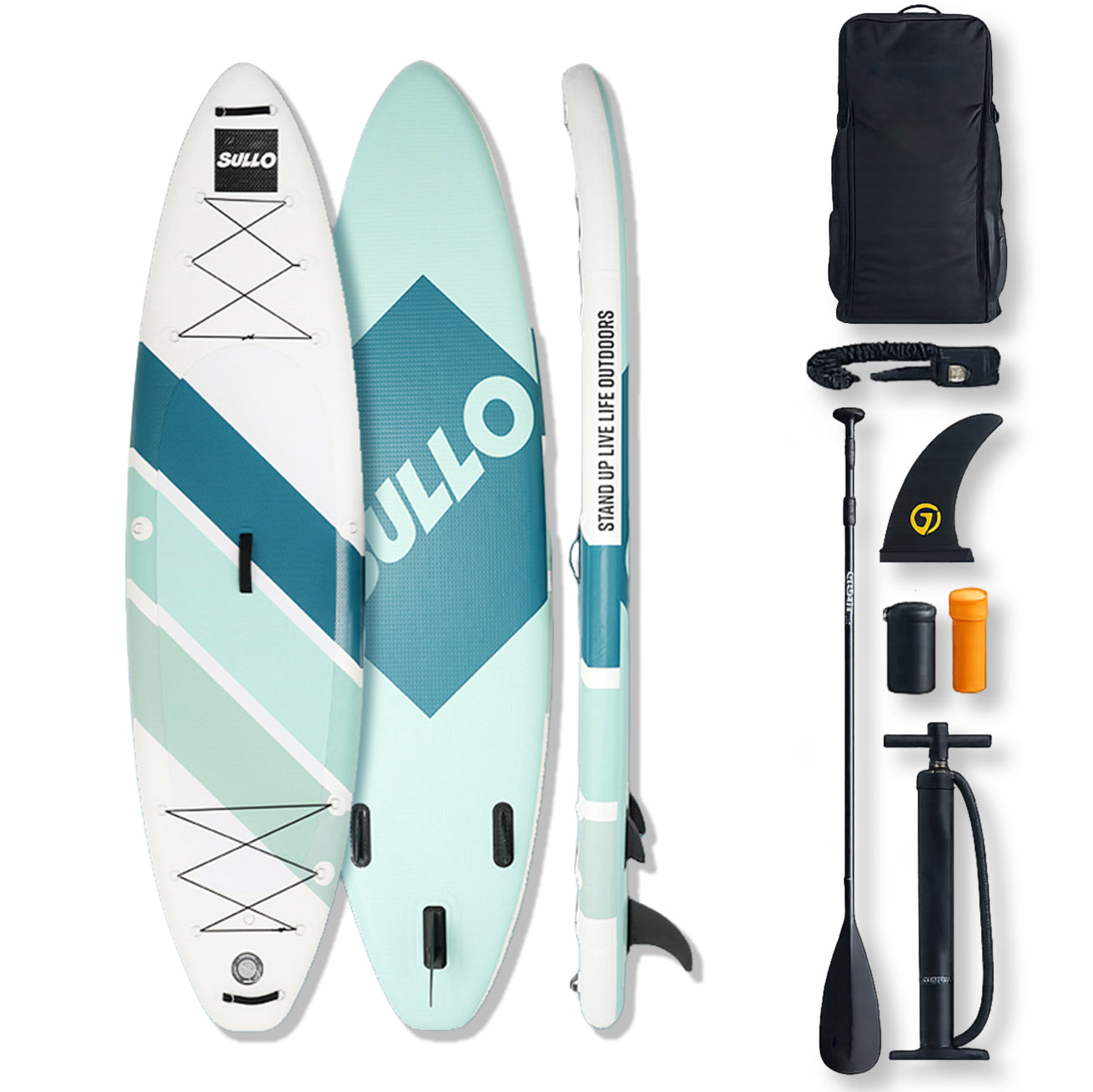 VoErnone Inflatable Stand Up Paddle Board, Premium ISUP with Telescopic Paddle, Sleek Geometric Non-Slip Paddleboard for Adults Lake Cruising