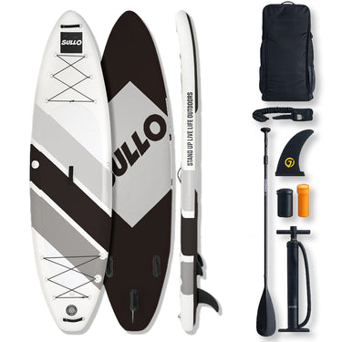 VoErnone Inflatable Stand Up Paddle Board, Premium ISUP with Telescopic Paddle, Sleek Geometric Non-Slip Paddleboard for Adults Lake Cruising