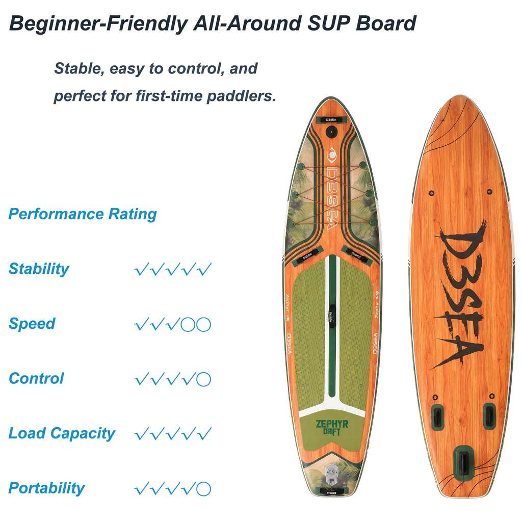 Inflatable Stand Up Paddle Board with Paddle, Pump, Fin, Leash and Carry Bag