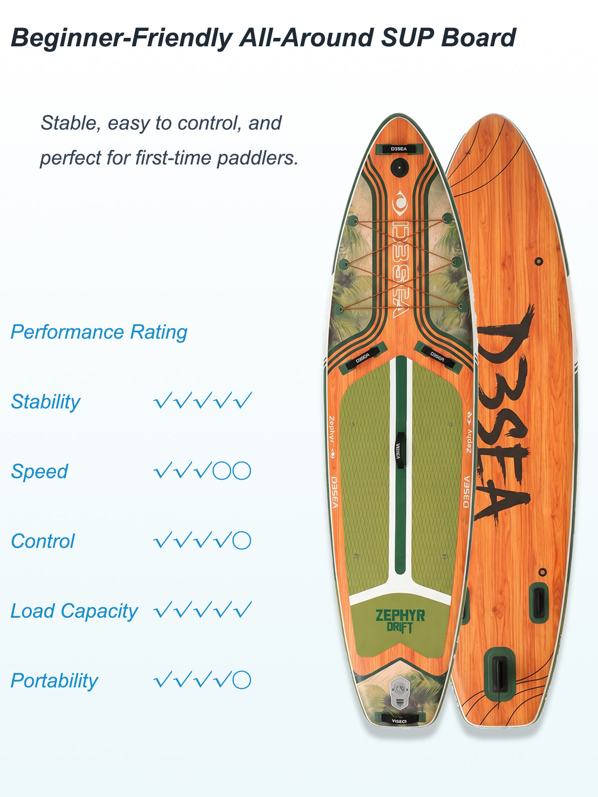 Inflatable Stand Up Paddle Board with Paddle, Pump, Fin, Leash and Carry Bag