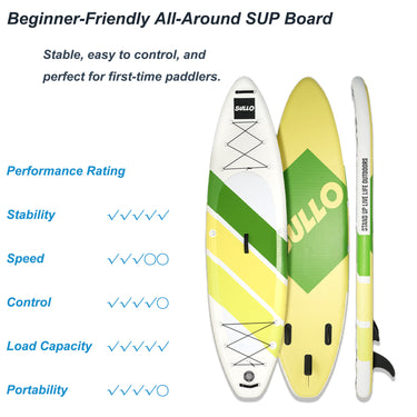 VoErnone Inflatable Stand Up Paddle Board, Premium ISUP with Telescopic Paddle, Sleek Geometric Non-Slip Paddleboard for Adults Lake Cruising