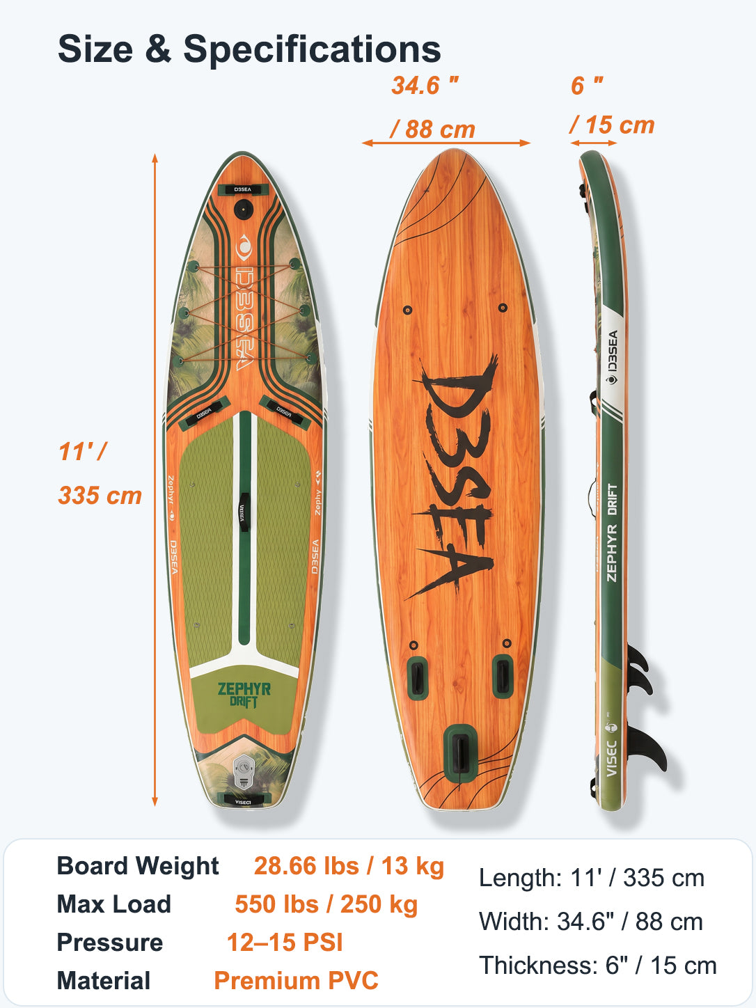 Inflatable Stand Up Paddle Board with Paddle, Pump, Fin, Leash and Carry Bag