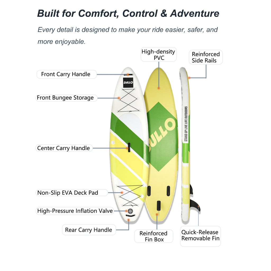 VoErnone Inflatable Stand Up Paddle Board, Premium ISUP with Telescopic Paddle, Sleek Geometric Non-Slip Paddleboard for Adults Lake Cruising