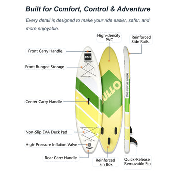 VoErnone Inflatable Stand Up Paddle Board, Premium ISUP with Telescopic Paddle, Sleek Geometric Non-Slip Paddleboard for Adults Lake Cruising
