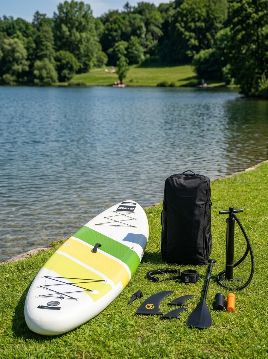 VoErnone 10.5' Inflatable Stand Up Paddle Board, 10.5ft x 32" x 6" Premium ISUP with Telescopic Paddle, Sleek Geometric Non-Slip Paddleboard for Adults Lake Cruising