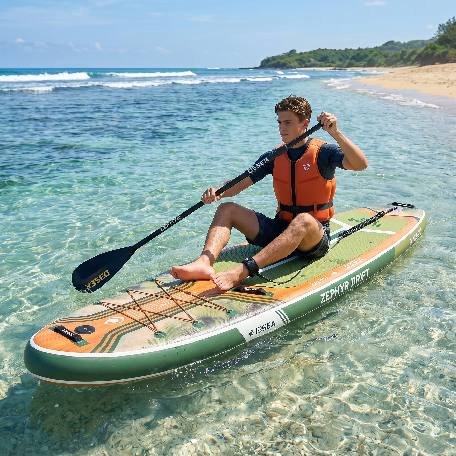 Inflatable Stand Up Paddle Board with Paddle, Pump, Fin, Leash and Carry Bag